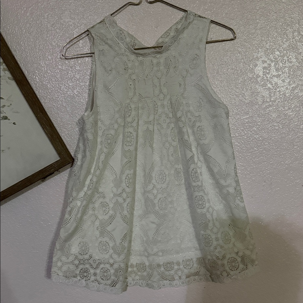 White Lace Sleeveless Top